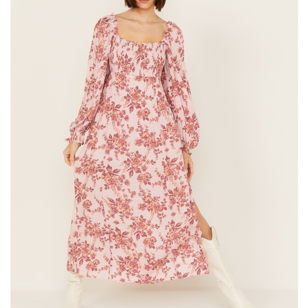 FREE PEOPLE WOMEN'S JAYMES FLORAL PRINT LONG SLEEVE MIDI DRESS